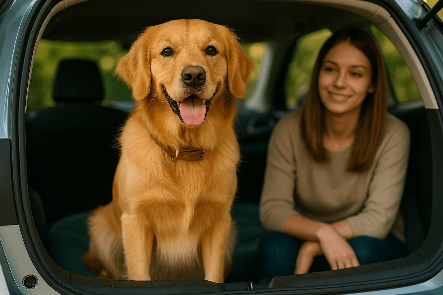 Happy pet owner with dog
