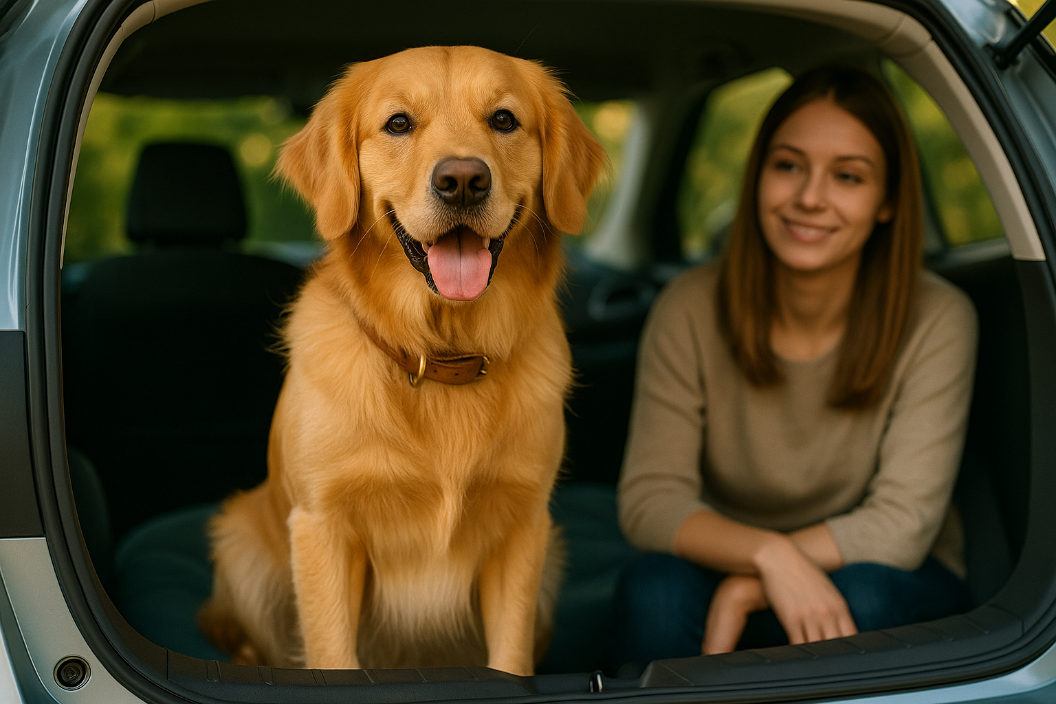 Happy pet owner with dog